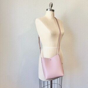 NWOT ANTHROPOLOGIE SAMARA Crossbody Bucket Bag in Rose Blush Pink Vegan Leather